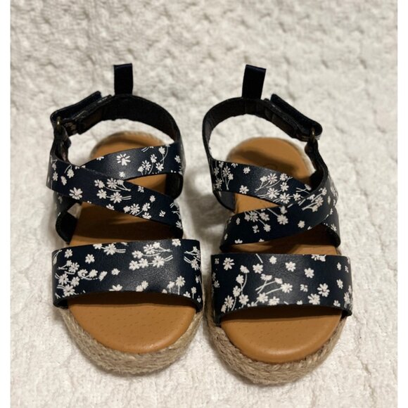 Toddler Girl Oshkosh Bgosh Navy Floral Print Espadrille Sandals size 4 - Picture 2 of 7